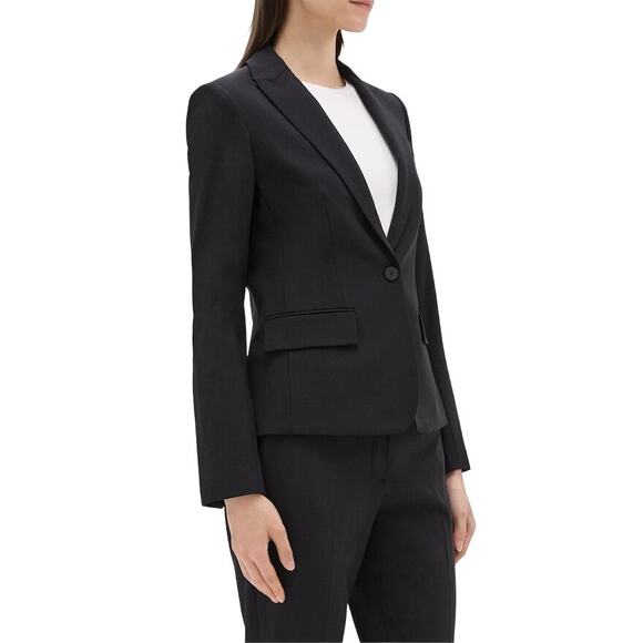 Theory Classic Slim-Fit Black Wool Blazer | Size 10 - Picture 6 of 11